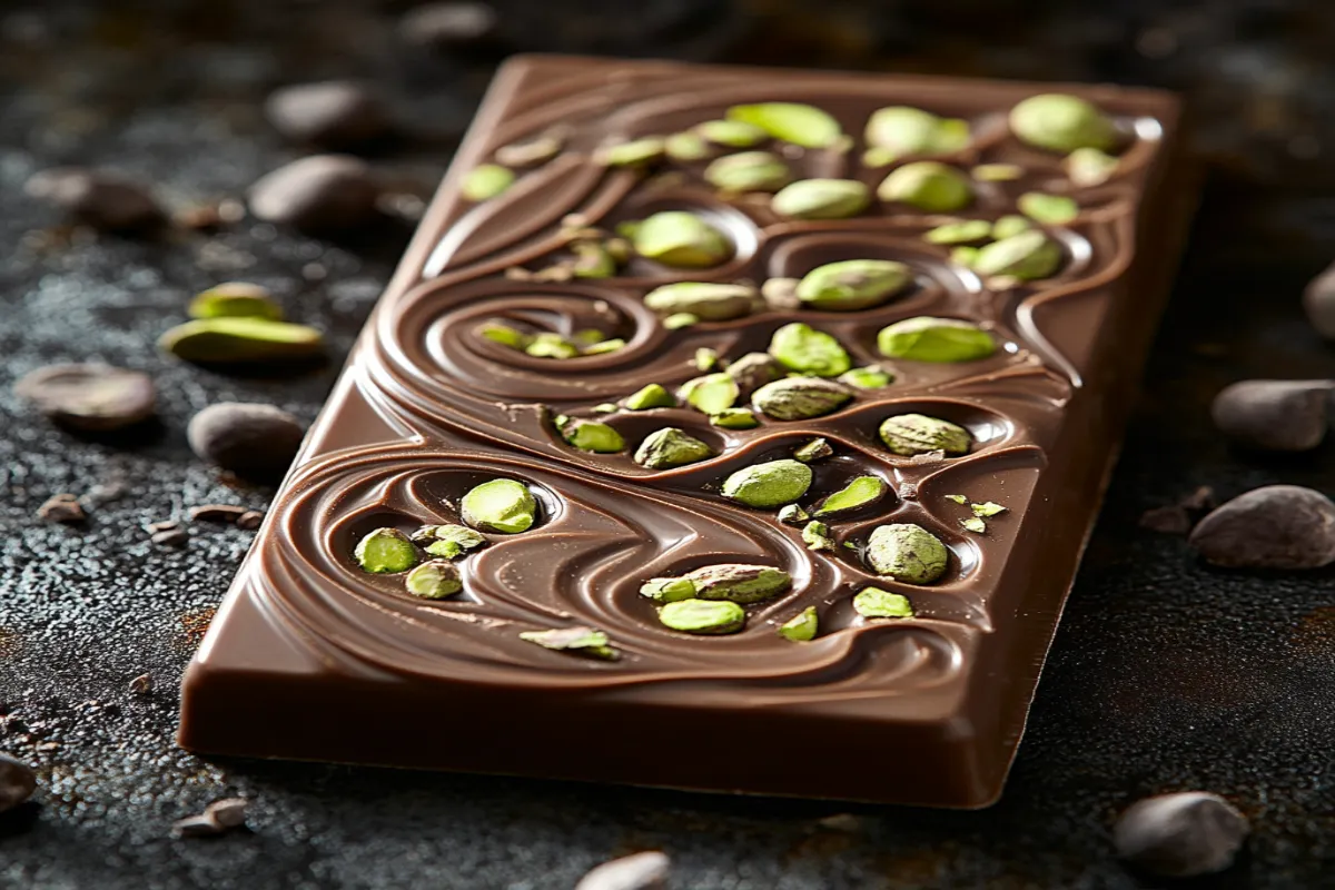 Dubai chocolate bar with pistachio filling
