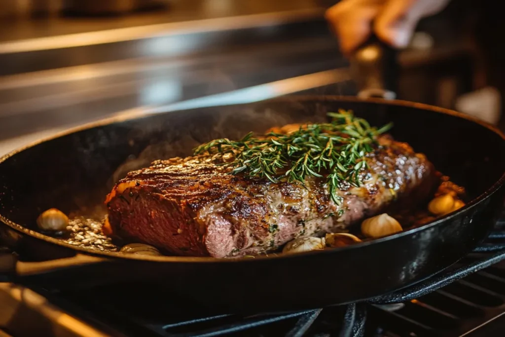 Searing Bottom Round Roast in a Skillet