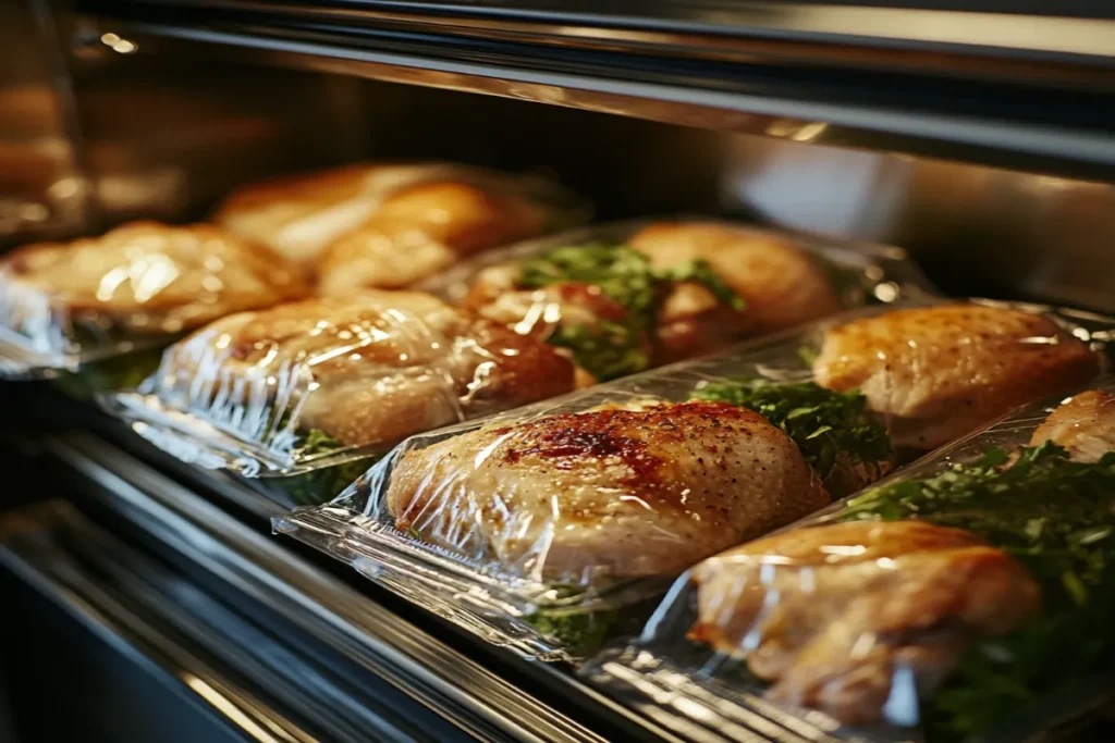 Freezing leftover rotisserie chicken in airtight packaging