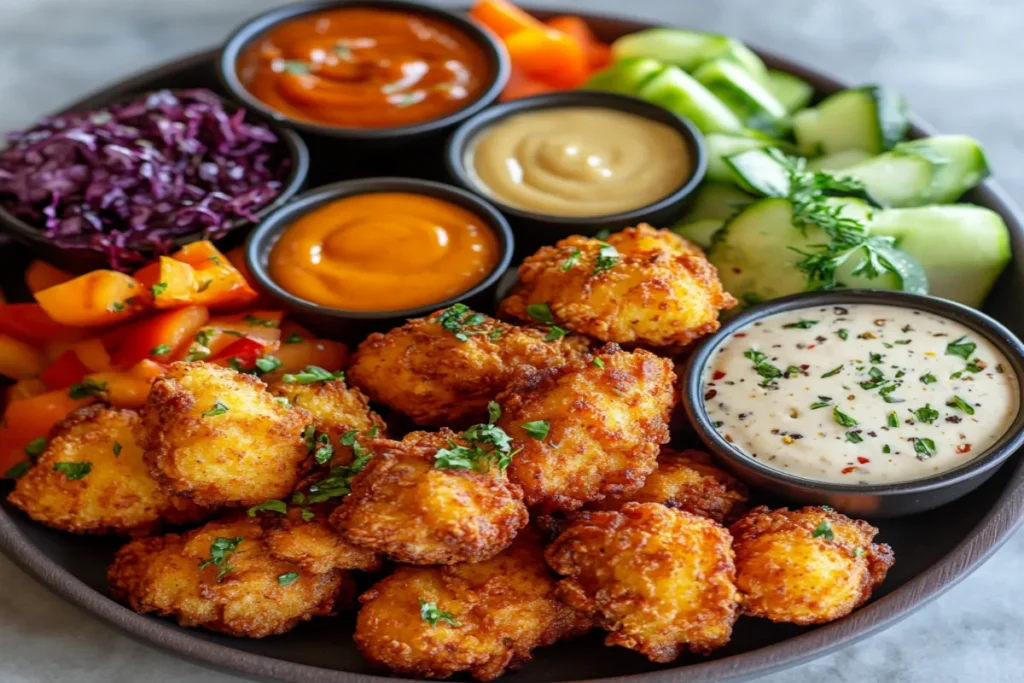 Crispy chicken fritta with dipping sauces