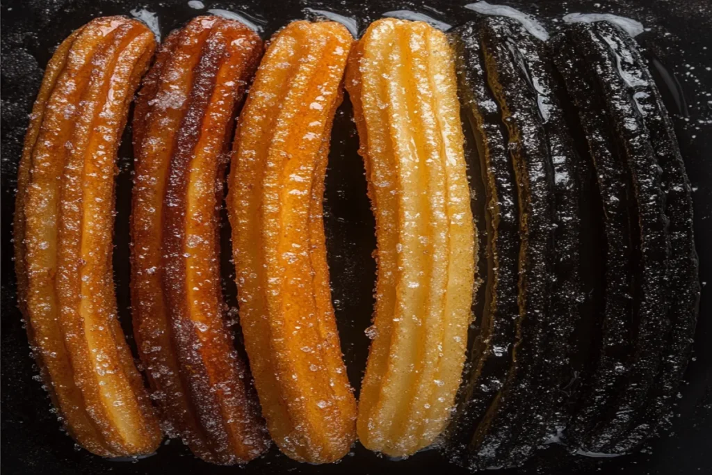 Comparison of well-fried churros and overcooked churros